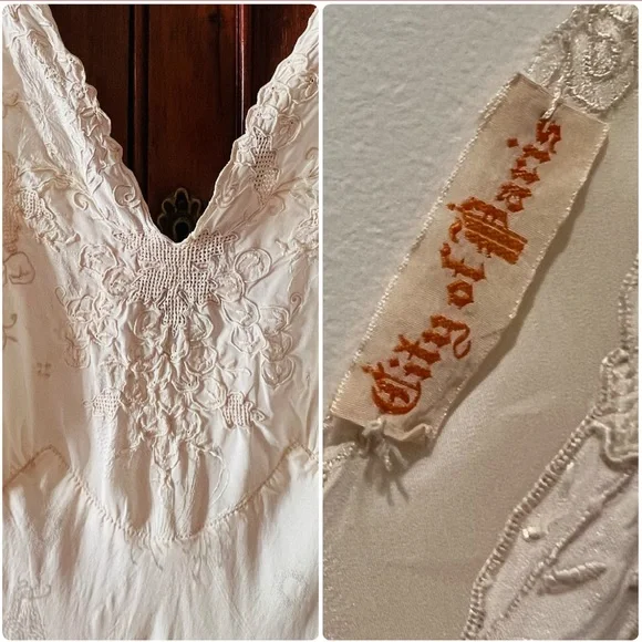 Antique C1900s ‘City of Paris’ San Francisco L’Elegance Silk night slip gown - Picture 6 of 16